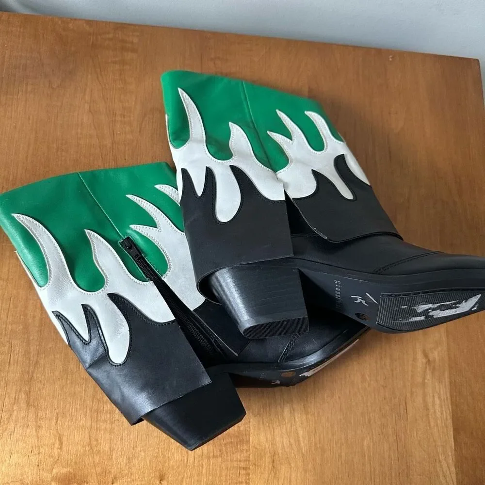 Gianni Bini Conley Flame Leather Western Foldover Boots, Women US Size 6 & 5.5 - Picture 7 of 10